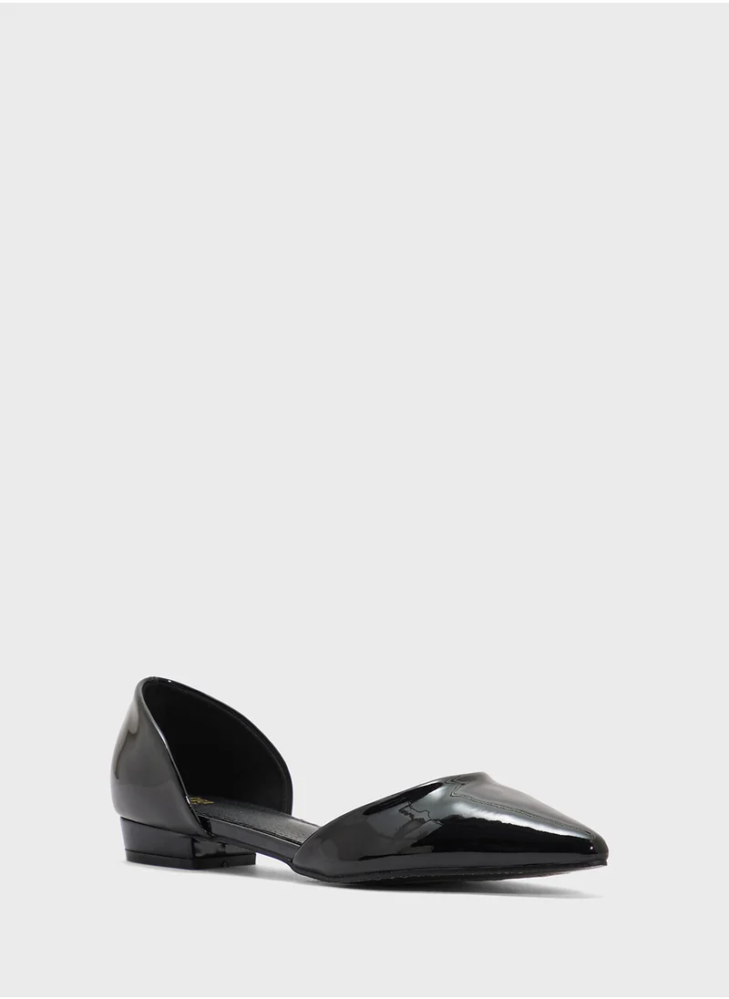 ELLA Patent Pointed Ballerina Flat