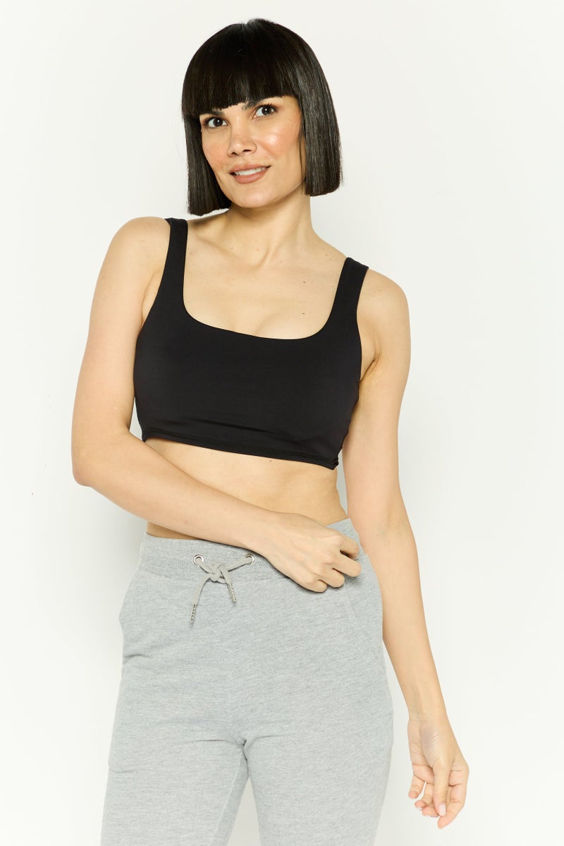 Hurley Women Padded Brand Logo Training Sport Bra, Black - Image 1