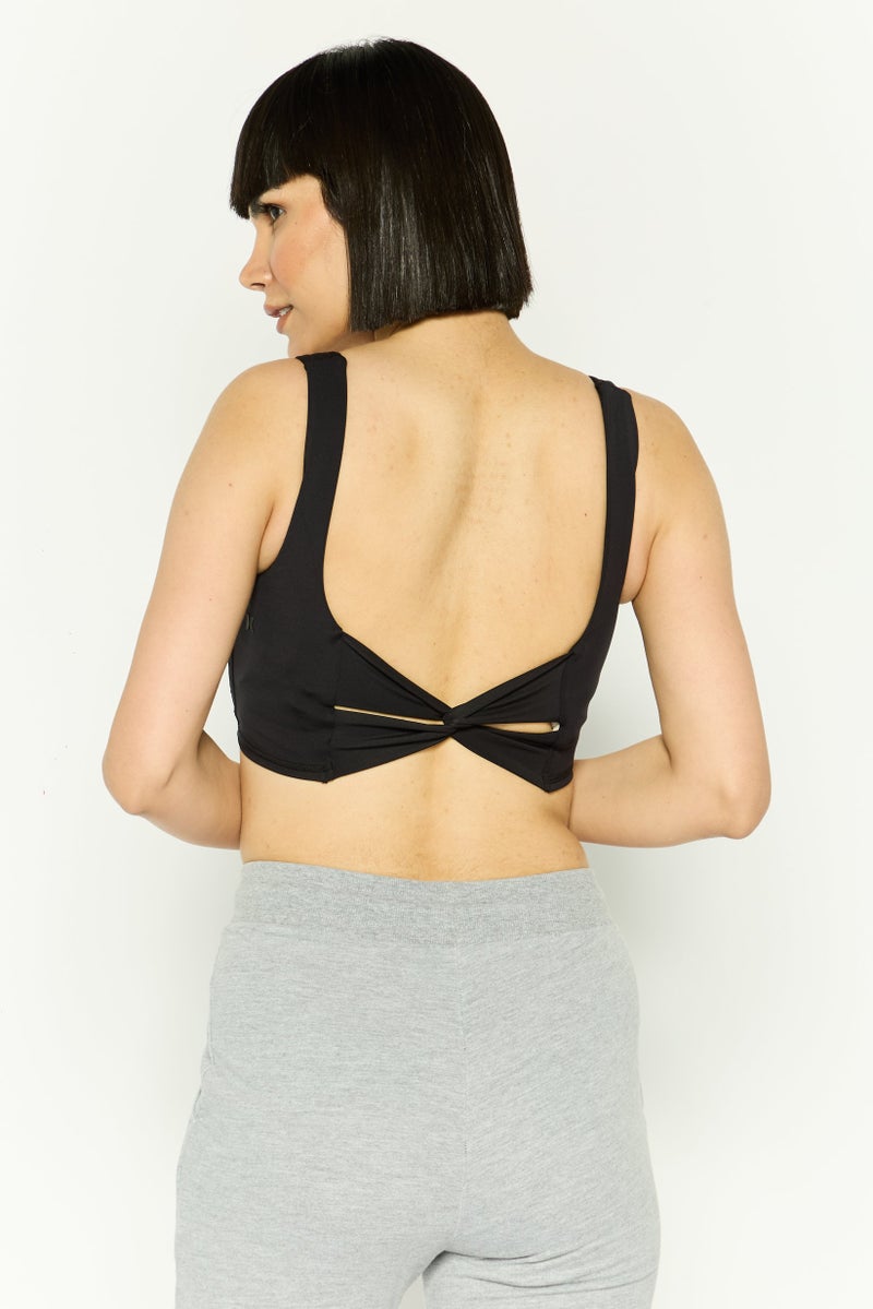 Hurley Women Padded Brand Logo Training Sport Bra, Black - Image 4