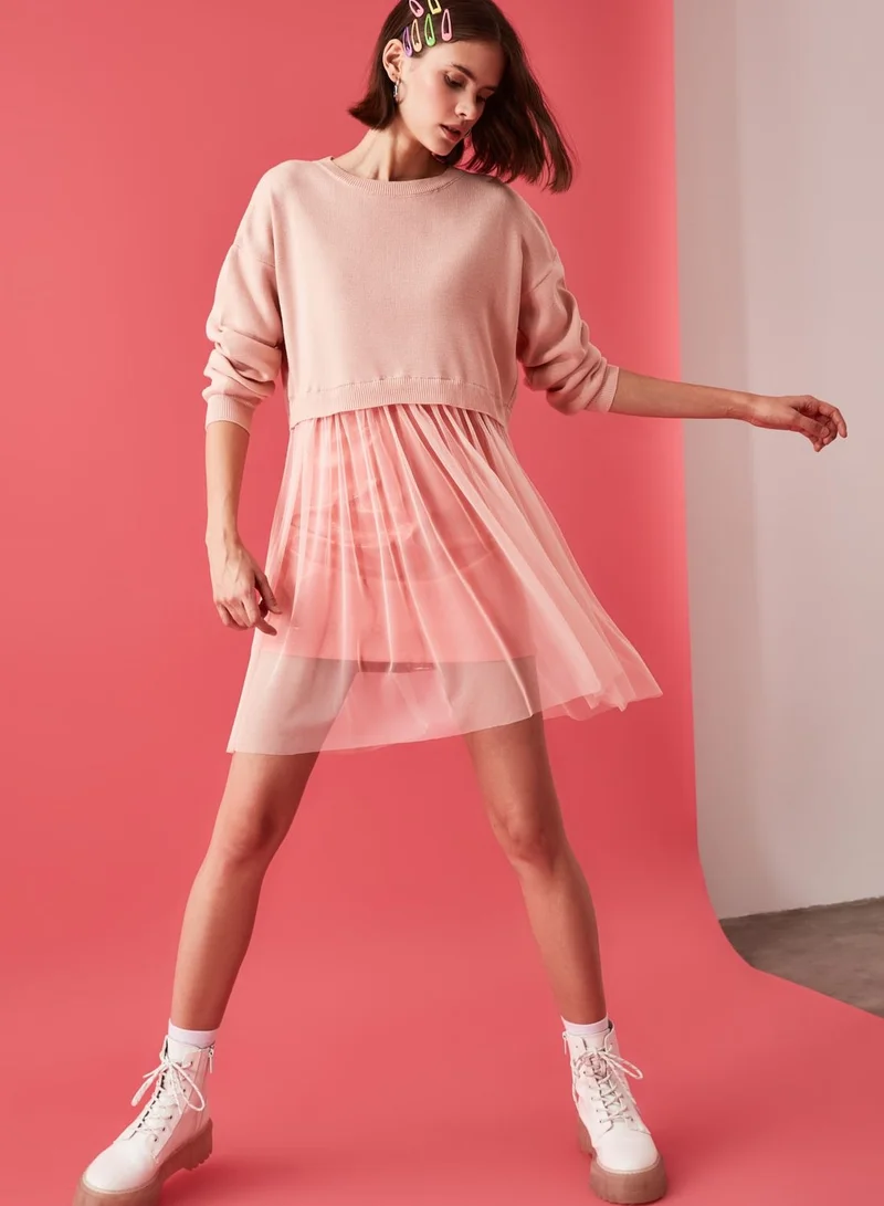 trendyol Mesh Detail Sweater