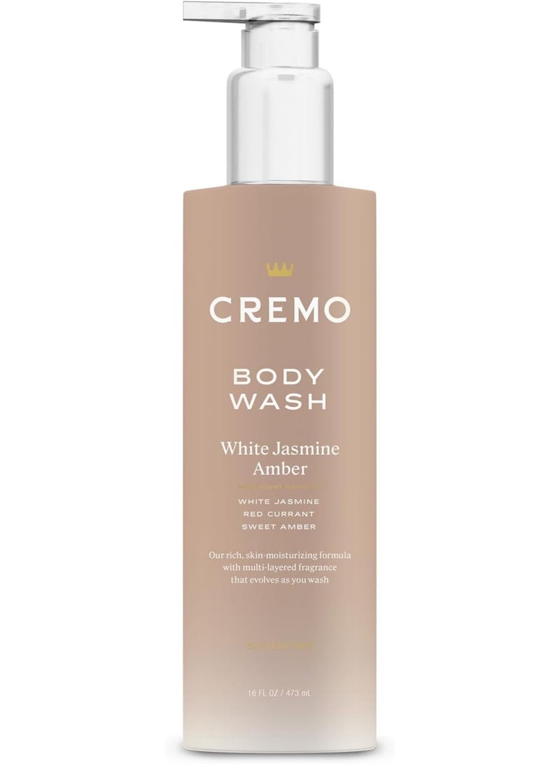 Cremo Skin Moisturizing White Jasmine Amber Women's Body Wash, Notes of White Jasmine, Red Currant, and Sweet Amber, 16 Fl Oz