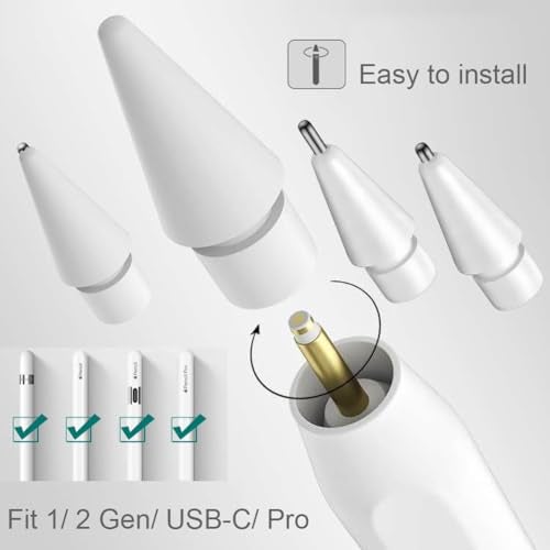 SIXFU نصائح مُحسّنة من SIXFU لقلم آبل، مجموعة استبدال نصائح قلم آبل 2/ 1/ USB-C/ نصائح قلم برو (6 قطع) - Image 2