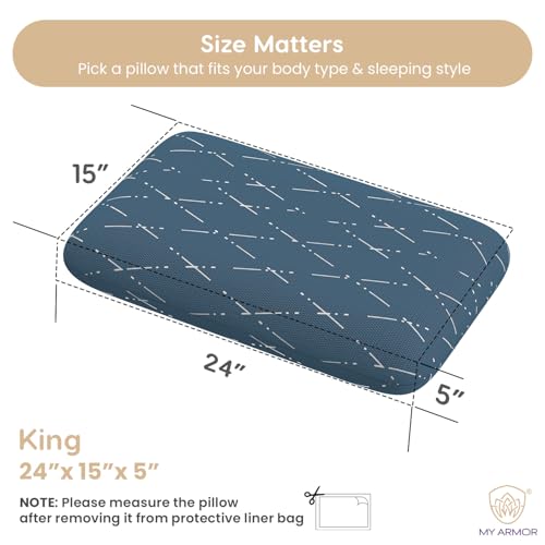 MY ARMOR Cool Gel Memory Foam Pillow, King Size - 5 Inch Thick, Orthopedic Pillows for Sleeping, Pillow for Neck Pain and Shoulder Pain, Washable Blue Checks Cover - Pack of 1 - Image 5