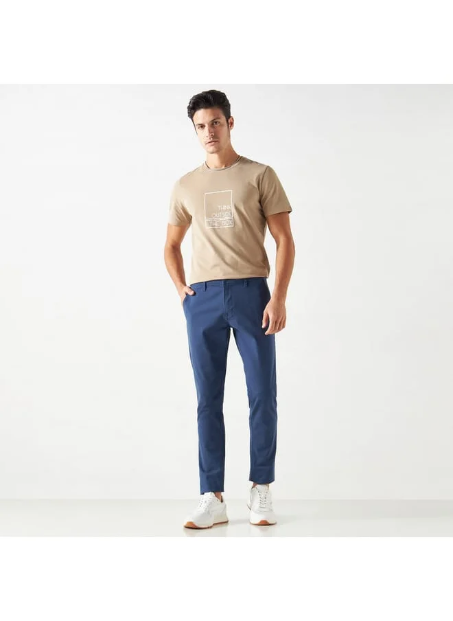 Iconic Iconic Slogan Print Crew Neck T-shirt with Short Sleeves
