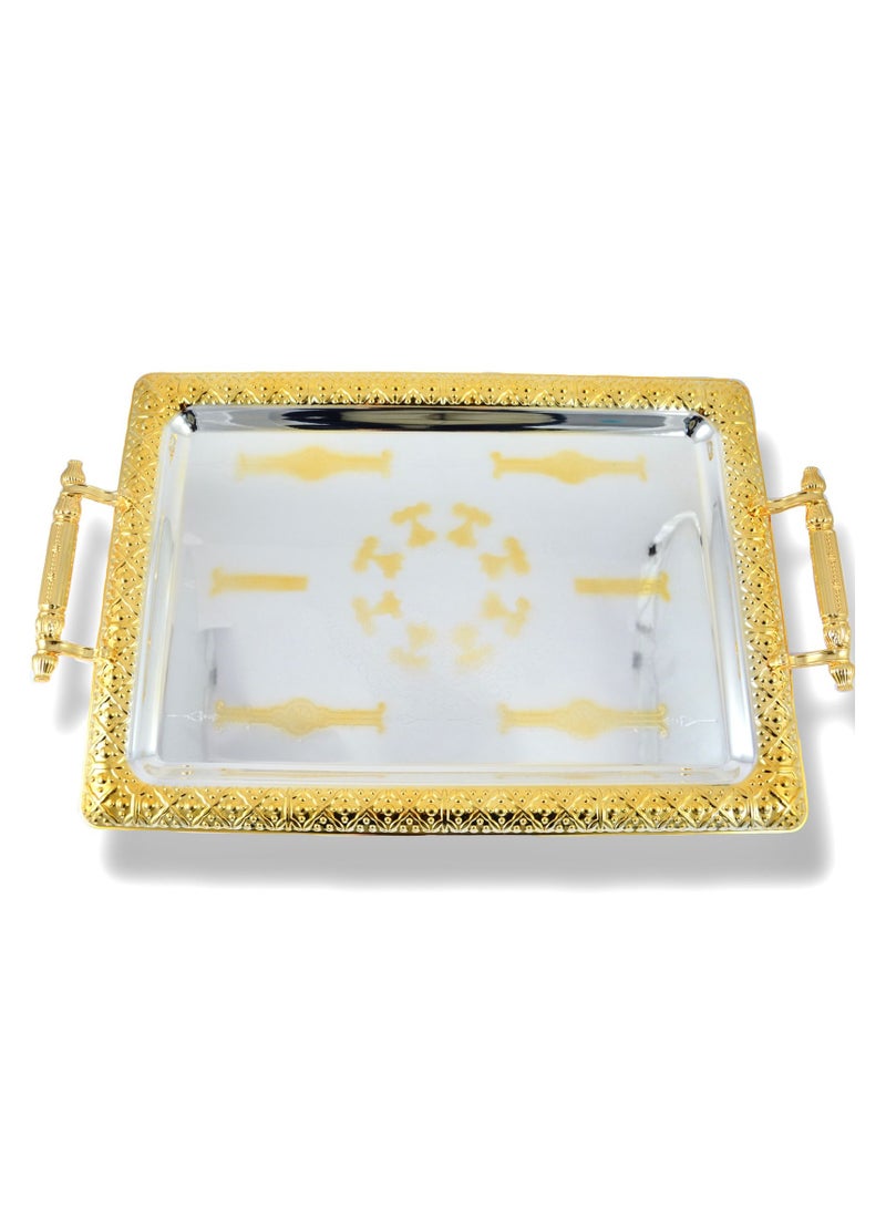 Homemaker 2-Piece Rectangular Luxury Serving Tray, Large 48cm x 34cm & Medium 41cm x 29cm, Steel, Silver & Gold - Image 5