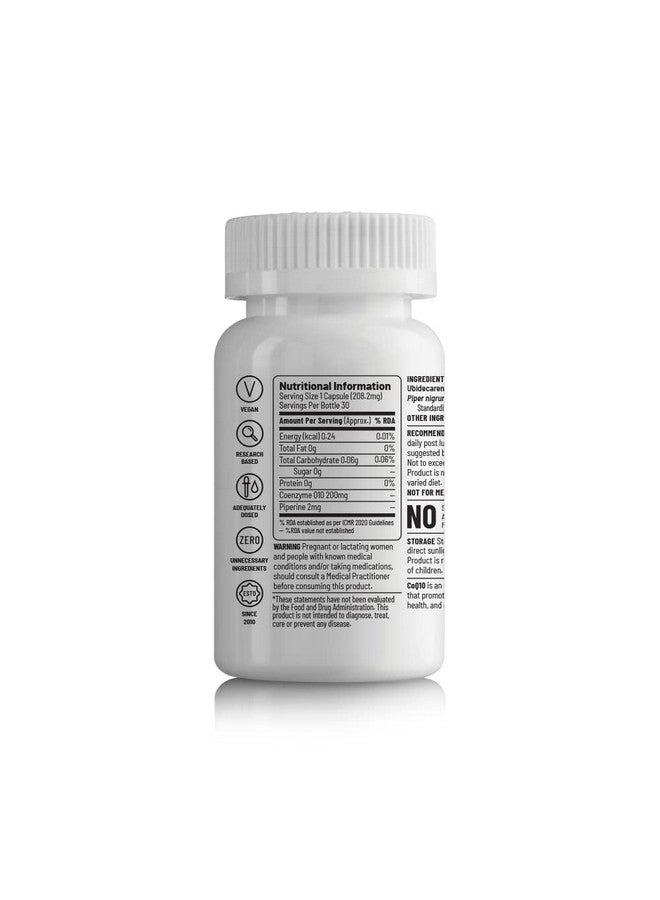 Unived Unived Q-Veg, Natural Fermented CoEnzymeQ10 for Heart Health & Potent Anti-oxidant Activity, Highly Bio-Available with Piperine, 200mg Elemental CoQ10-30 caps  - Image 2