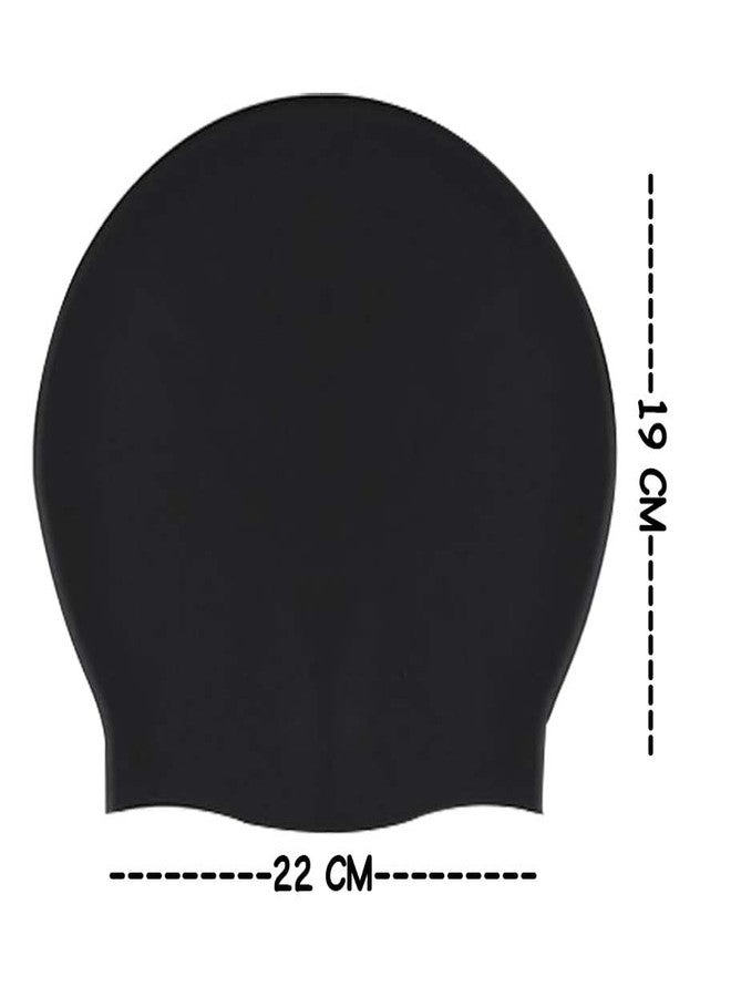 GLAN Silicone Swimming Cap for Kids and Adults Water Protection Long Hair Head Caps Swim Accessories (Swimming Cap Black) - Image 2