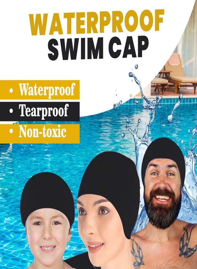 GLAN Silicone Swimming Cap for Kids and Adults Water Protection Long Hair Head Caps Swim Accessories (Swimming Cap Black) - Image 3