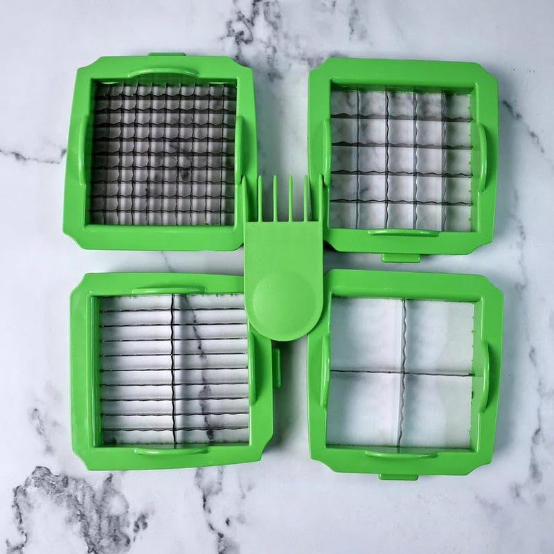 SUPERMOM Grater 1 Pc – Quick Nicer Dicer Multiuse Vegetable & Fruit Chopper with 4 Interchangeable Blade, Unbreakable Storage Container & Cleaning Tool, Manual Kitchen Cutter for Fast Slicing & Dicing - Image 3