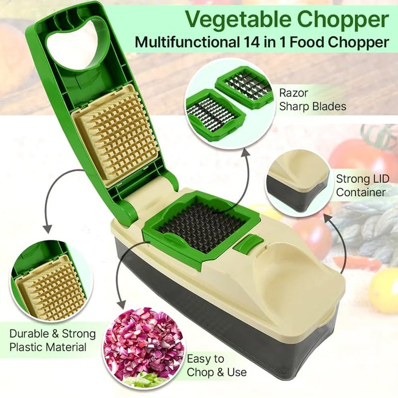 SUPERMOM Grater 1 Pc – Quick Nicer Dicer Multiuse Vegetable & Fruit Chopper with 4 Interchangeable Blade, Unbreakable Storage Container & Cleaning Tool, Manual Kitchen Cutter for Fast Slicing & Dicing - Image 2