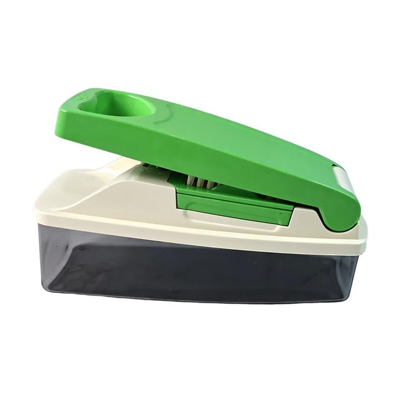 SUPERMOM Grater 1 Pc – Quick Nicer Dicer Multiuse Vegetable & Fruit Chopper with 4 Interchangeable Blade, Unbreakable Storage Container & Cleaning Tool, Manual Kitchen Cutter for Fast Slicing & Dicing - Image 5