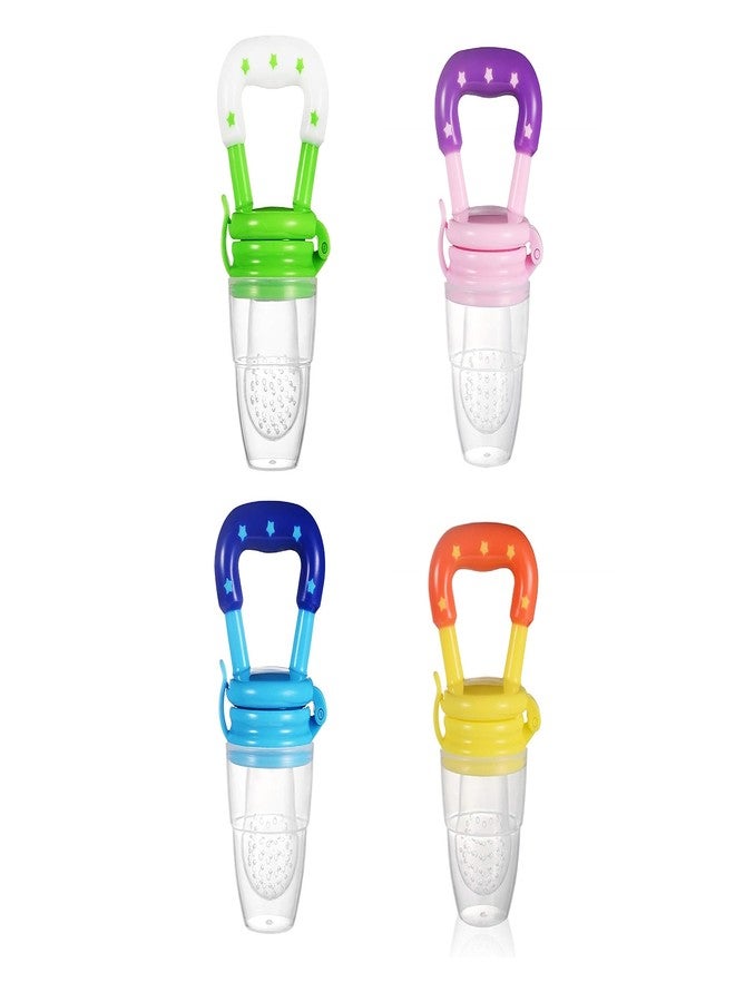 ROFORUF Baby Fruit Feeder Pacifier | Silicone Food Feeder & Teether for Babies | BPA-Free Fruit Nibbler with Textured Silicone Pouch | Gum Soothing Teething Toy for 6–12 Months Infants (FF MULTI PACK OF 4) - Image 1