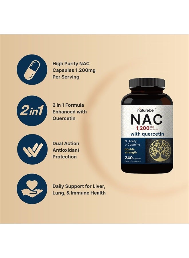 NatureBell NAC Supplement 1200mg Per Serving | 240 Capsules, N-Acetyl Cysteine with Quercetin | Double Strength - Support for Immune, Liver, & Lung Health - Image 3
