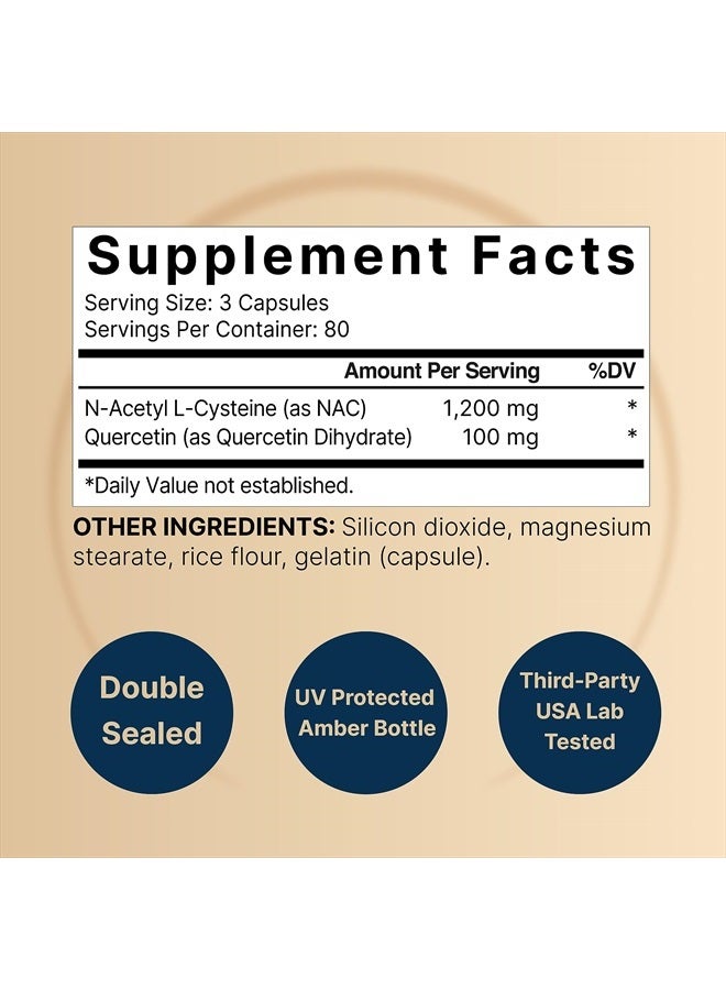 NatureBell NAC Supplement 1200mg Per Serving | 240 Capsules, N-Acetyl Cysteine with Quercetin | Double Strength - Support for Immune, Liver, & Lung Health - Image 2