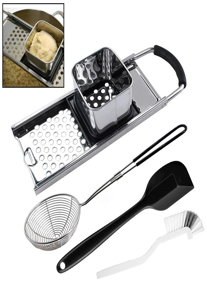 KEISSCO Stainless Steel Spaetzle Maker with Comfort Grip Handle, Spaetzle Press with Spider Strainer, Silicone Spatula and Cleaning Brush, Homemade Traditional German Egg Noodle Dumpling Making Tool Set - Image 1