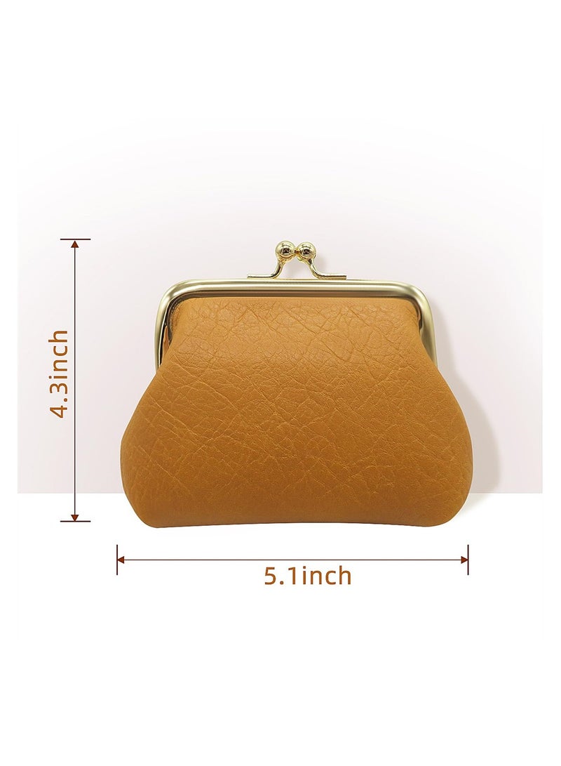 Set of 2 Cute Vintage PU Leather Coin Purses for Women and Kids Small Clasp Wallets Black and Brown - Image 2