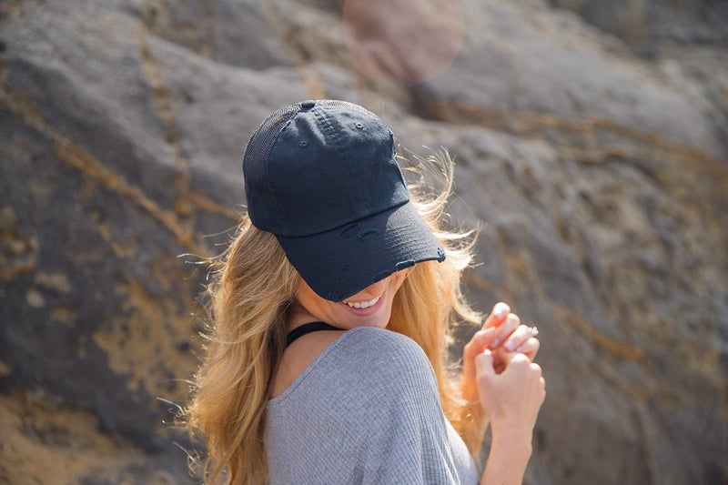 Funky Junque Distressed Trucker Dad Hat - Black - Image 2