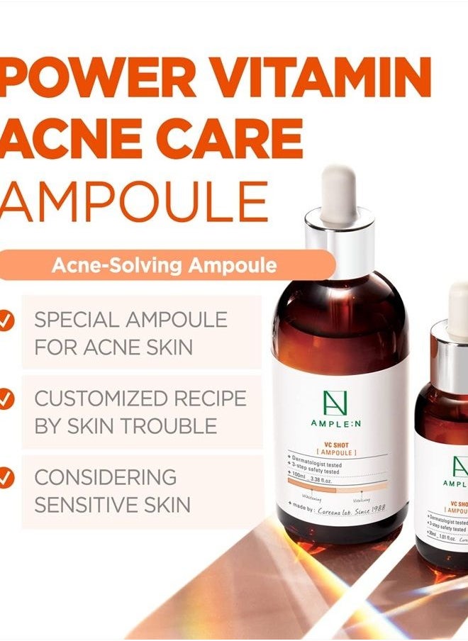 CORÉANA - AMPLE:N VC Shot Ampoule - Anti-Aging Face Serum with Vitamin C – Evens Pigmentation and Aging Spots - Vitamin C Serum to Clear Skin of Sun Damage and Reduce Wrinkles, 3.38 fl.oz. - Image 1