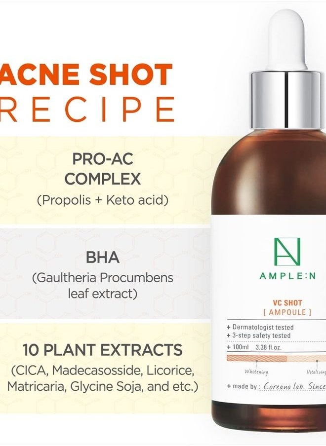 CORÉANA - AMPLE:N VC Shot Ampoule - Anti-Aging Face Serum with Vitamin C – Evens Pigmentation and Aging Spots - Vitamin C Serum to Clear Skin of Sun Damage and Reduce Wrinkles, 3.38 fl.oz. - Image 1