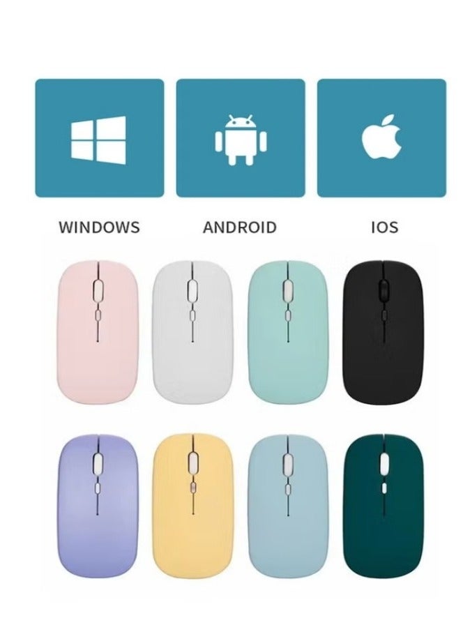 Wireless Bluetooth Mouse, Bluetooth 5.1 + USB, 2.4GHz Rechargeable Silent Bluetooth Wireless Mouse, Computer Mice with USB Receiver(Silver) - Image 2