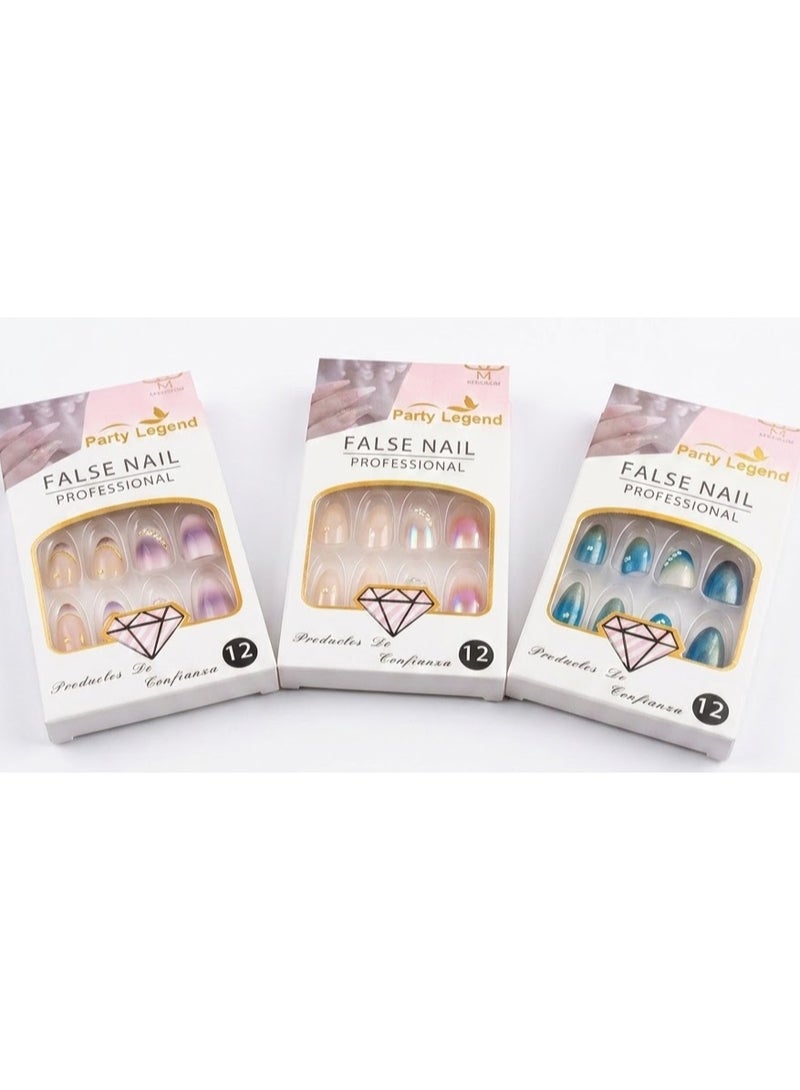 12 pcs False Nails multi color Press-On Nails - Image 2