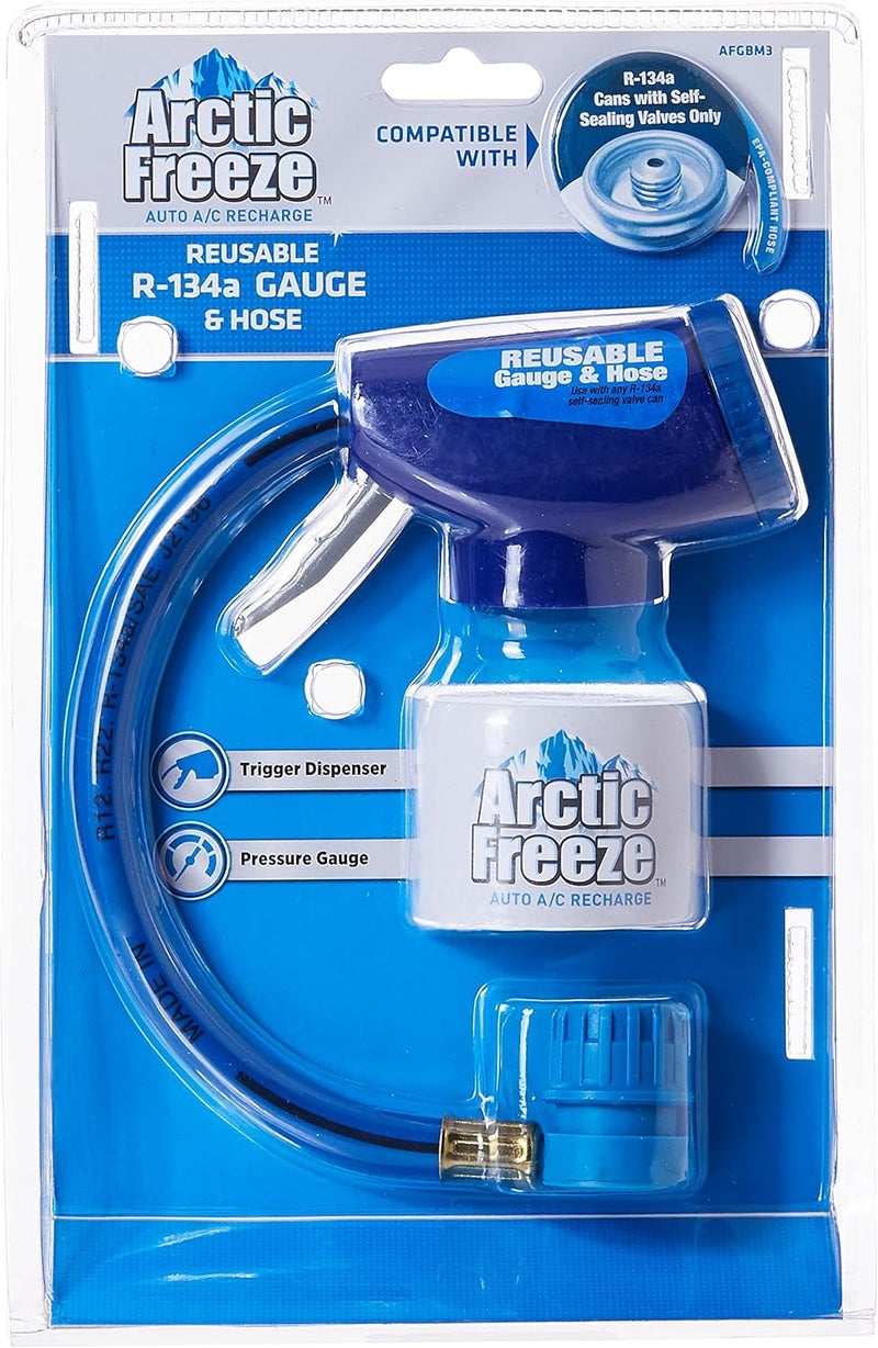 A/C Pro InterDynamics Arctic Freeze Car Air Conditioner Refrigerant Gauge and Hose, Reusable AC Recharge Kit Compatible with R-134A Cans with Self Sealing Valves - Image 2