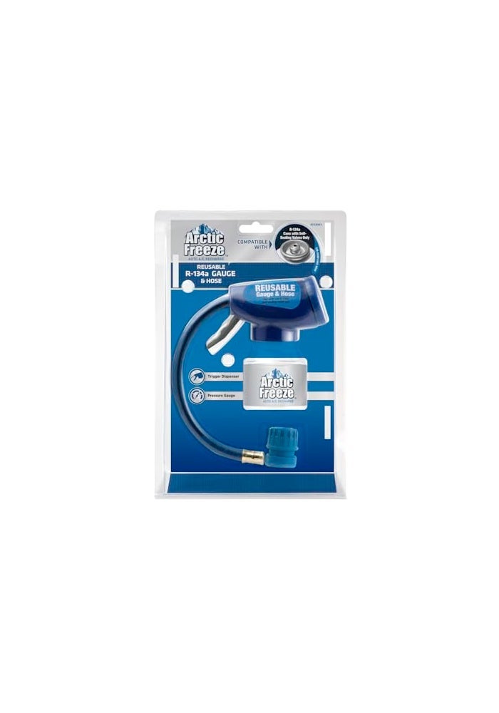 A/C Pro Arctic Freeze Car Air Conditioner Refrigerant Gauge and Hose Reusable AC Recharge Kit Compatible with R134A Cans with Self Sealing Valves InterDynamics - Image 1
