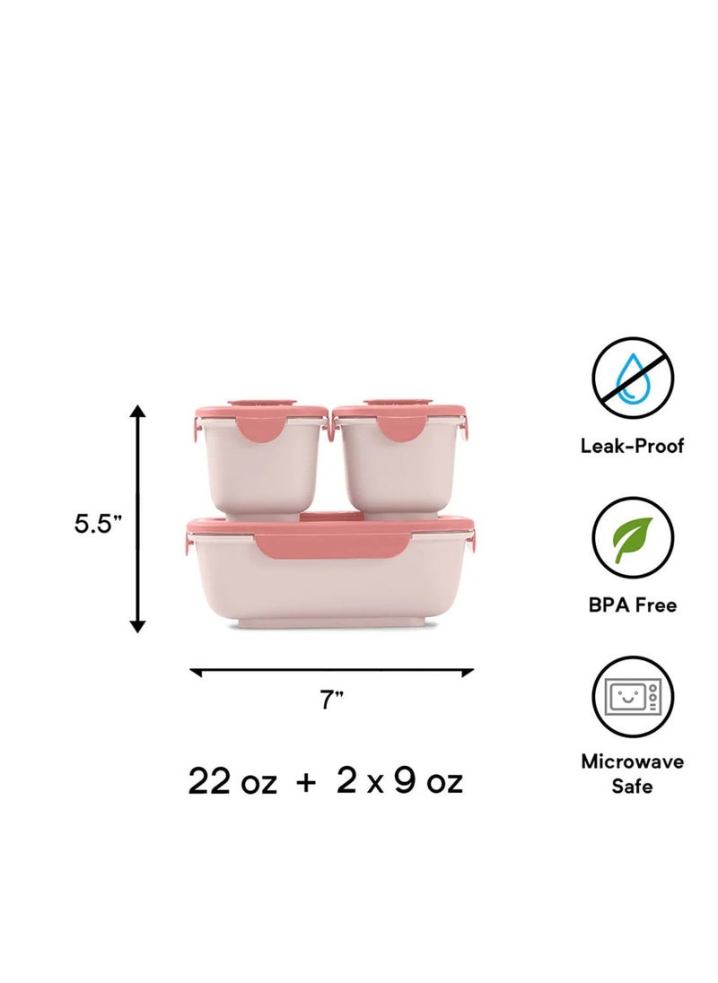 Omie Go Bio Bento Containers, Set of 3-Coral