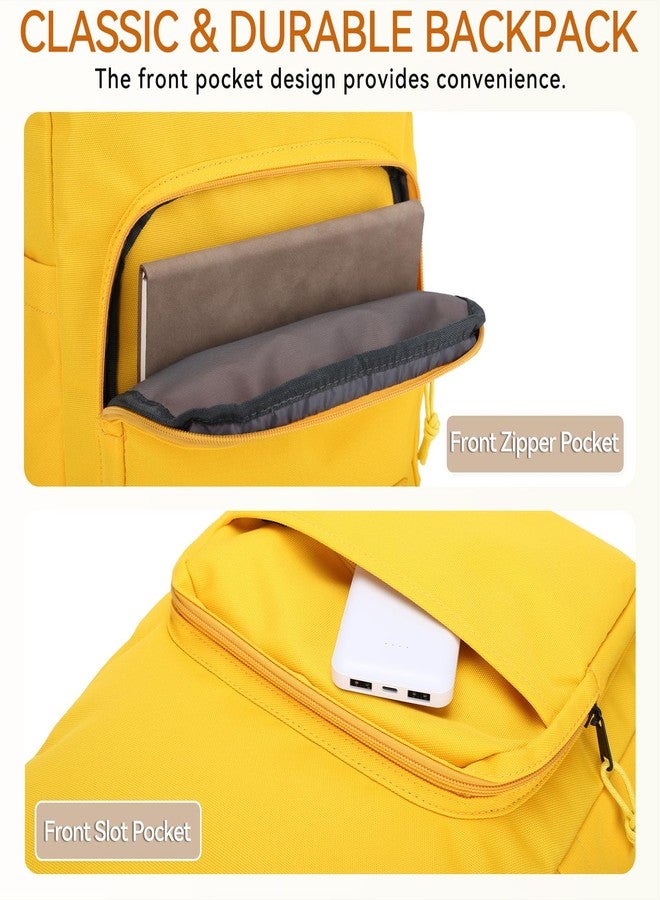 فاشي حقائب ظهر مدرسية من فاشي، حقيبة كتب خفيفة الوزن للأولاد والبنات، حقيبة ظهر يومية بسيطة وعملية للنساء، لون أصفر - Image 4