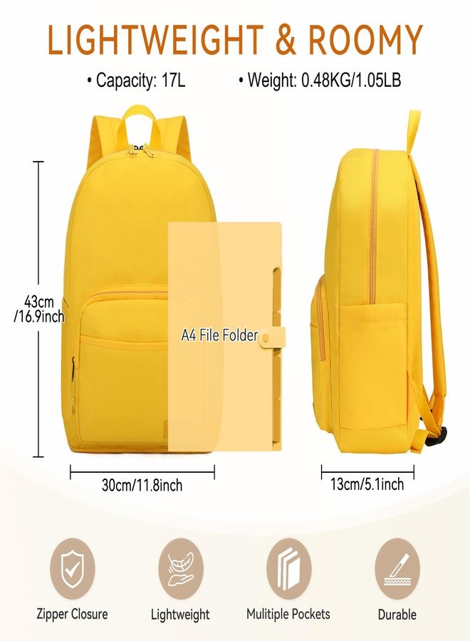 فاشي حقائب ظهر مدرسية من فاشي، حقيبة كتب خفيفة الوزن للأولاد والبنات، حقيبة ظهر يومية بسيطة وعملية للنساء، لون أصفر - Image 2