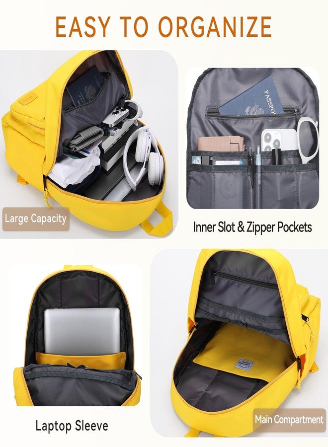 فاشي حقائب ظهر مدرسية من فاشي، حقيبة كتب خفيفة الوزن للأولاد والبنات، حقيبة ظهر يومية بسيطة وعملية للنساء، لون أصفر - Image 3