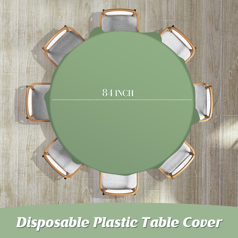 Hallswl 12Pcs 84 Inch Round Sage Green Tablecloth 4 Green Colors Disposable Plastic Round Table Cover for Baby Shower Bridal Wedding Birthday Party Decorations and Supplies - Image 2