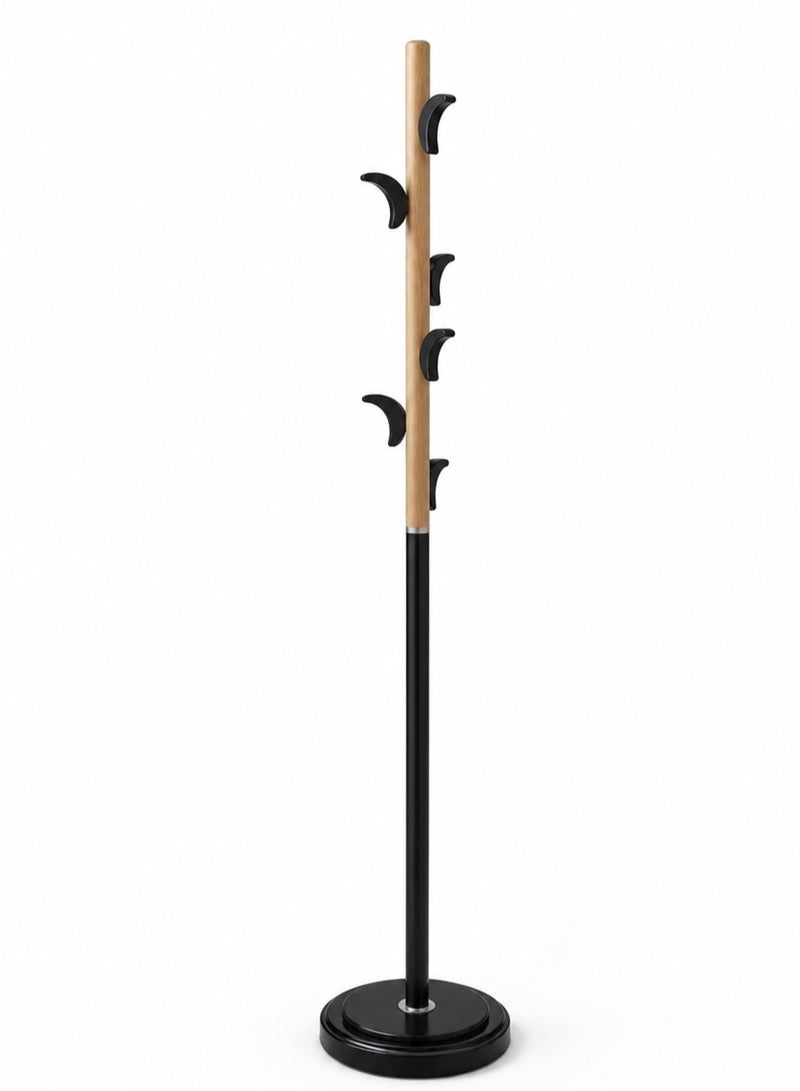 Concent Durable Iron Structure Modern Coats Hanger with Wood Look Top - Image 1