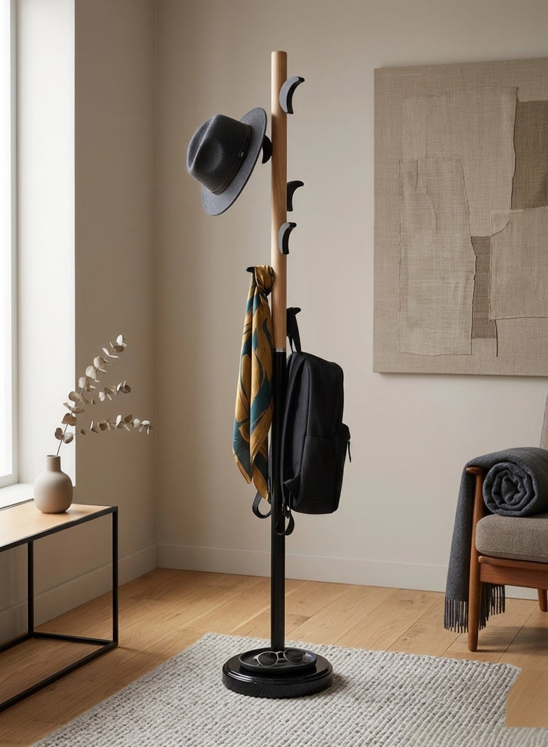 Concent Durable Iron Structure Modern Coats Hanger with Wood Look Top - Image 4
