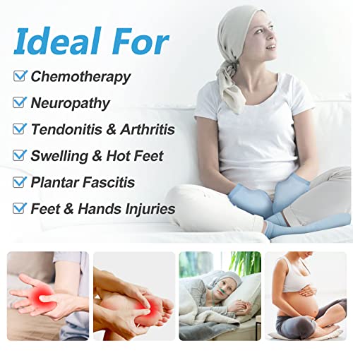 RelaxCoo Cold Therapy Socks & Gloves for Chemotherapy Neuropathy, Chemo Care Package for Women and Men, Foot & Hand Ice Pack Wrap for Plantar Fasciitis, Carpal Tunnel, Arthritis Hand Pain Relief, L - Image 2