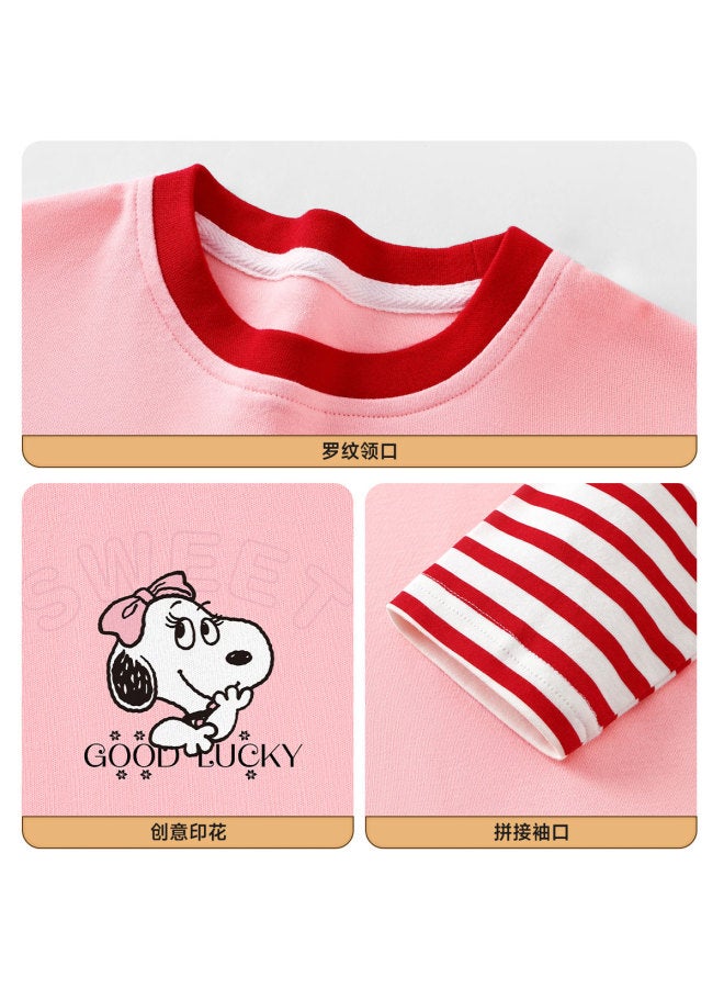 Snoopy Children's Long Sleeve T-shirt Autumn Boys Girls Top Pink/red Pink Belle 100 - Image 2