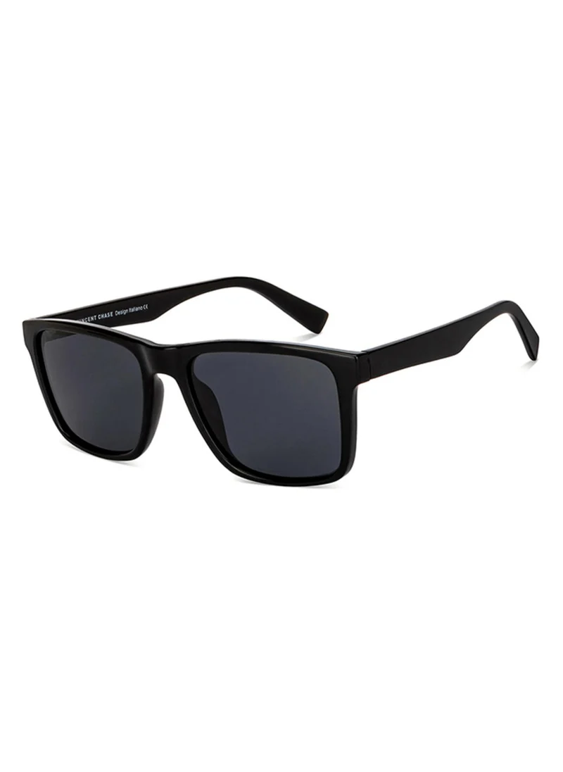 VINCENT CHASE Vincent Chase By Lenskart | Black Grey Full Rim Square Branded Latest and Stylish Sunglasses | Polarized and 100% UV Protected | Men & Women | Large | VC S13973