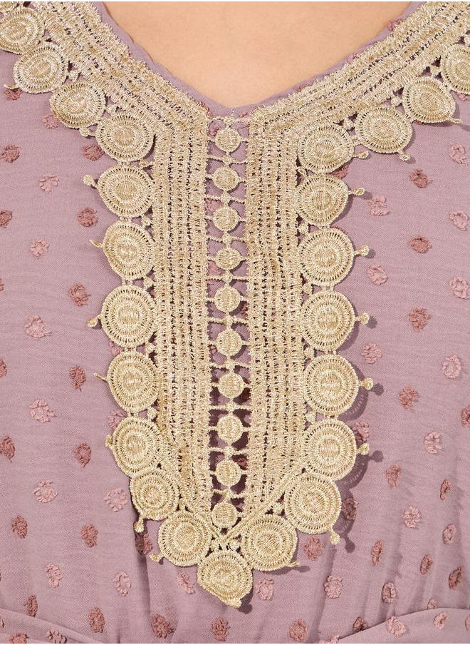 Styli - Dobby Jalabiya with Neck Decor - Image 1