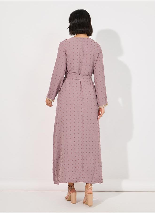 Styli - Dobby Jalabiya with Neck Decor - Image 1