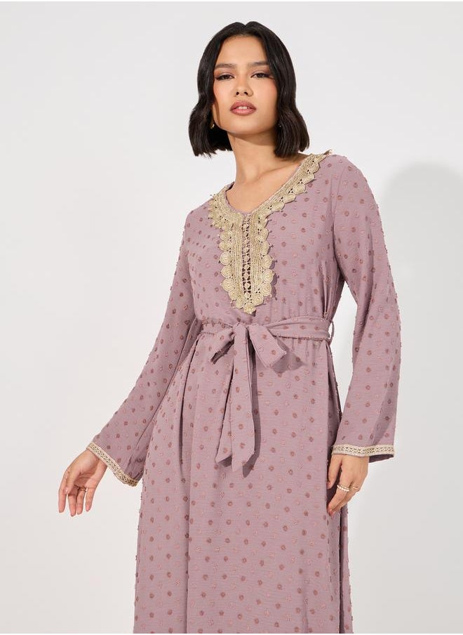 Styli - Dobby Jalabiya with Neck Decor - Image 1