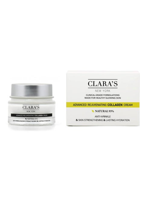 CLARA'S NEW YORK Advanced Rejuvenating Collagen Cream, Anti-Wrinkle and Made for Healthy Glowing Skin, Rich, Non-sticky, Fast-absorbing Formula 50ml MADE IN USA