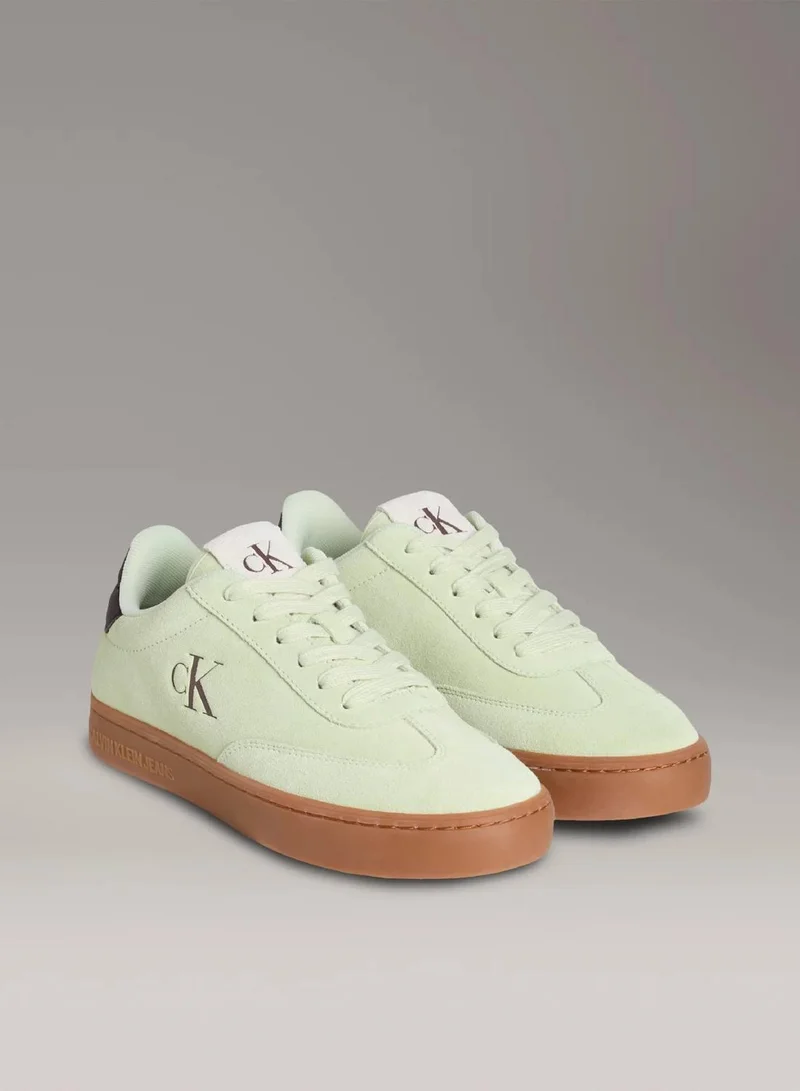 Calvin Klein Jeans White Jade/Seal Brown Suede Trainers for Women | Best Price UAE