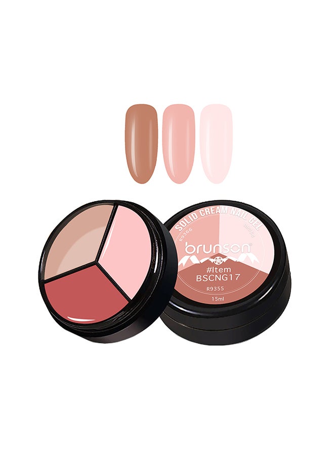 brunson 3 ألوان 3 في 1 طلاء أظافر جل UV كريم طلاء أظافر جل قابل للإزالة لون صلب فن الأظافر جل 15 مل BSCNG17