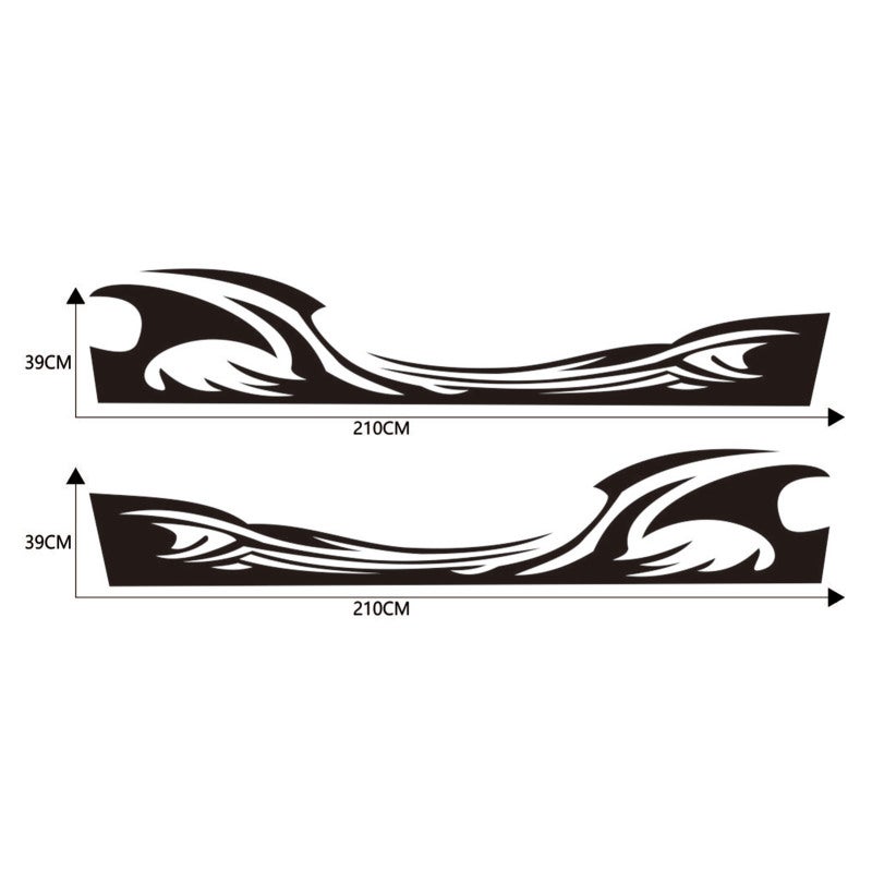 Car Body Side Stickers: 2Pcs Black Wave Flame Graphics - Premium Vinyl Water & Sun Resistant Self-adhesive Removable Decals for Car Decoration - Image 5