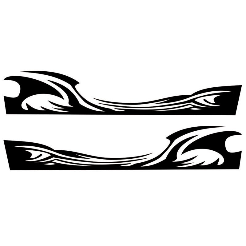 Car Body Side Stickers: 2Pcs Black Wave Flame Graphics - Premium Vinyl Water & Sun Resistant Self-adhesive Removable Decals for Car Decoration - Image 1