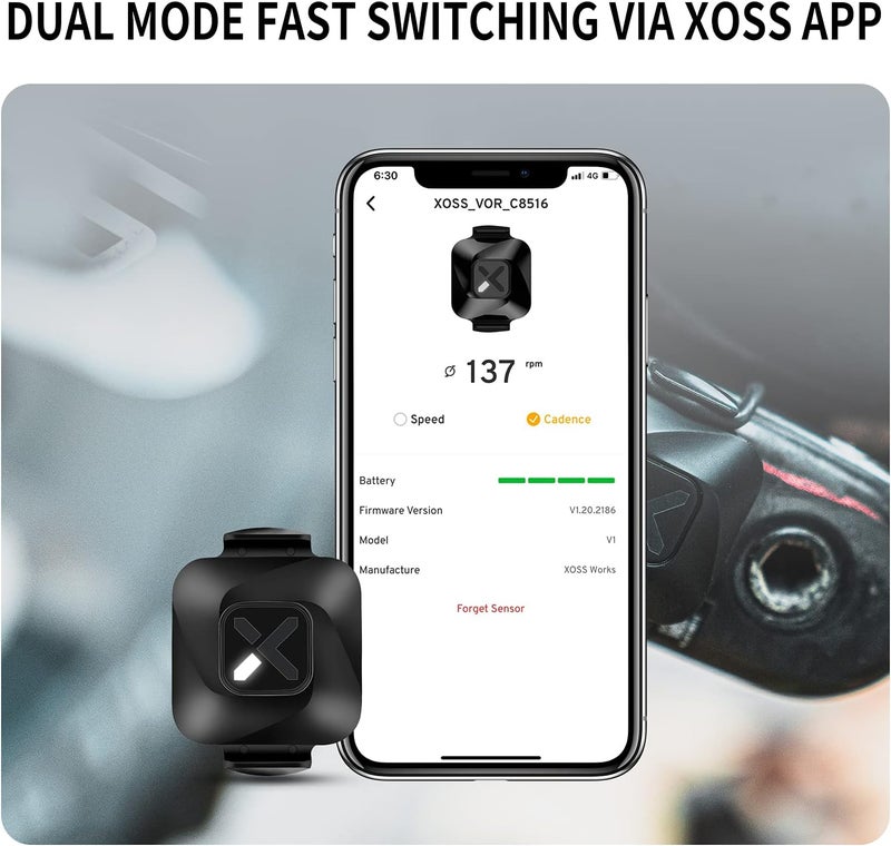 Xoss Vortex Cadence/Speed Sensor ANT+/Bluetooth 4.0, Outdoor/Indoor Wireless IPX7 Dual Modes Bike Computer RPM Sensor for Road Bike/Spinning Bike/MTB - Image 5