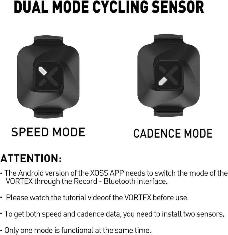 Xoss Vortex Cadence/Speed Sensor ANT+/Bluetooth 4.0, Outdoor/Indoor Wireless IPX7 Dual Modes Bike Computer RPM Sensor for Road Bike/Spinning Bike/MTB - Image 3