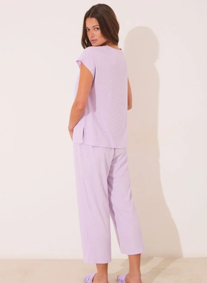 women'secret Viscose Ribbed Capri Pyjamas