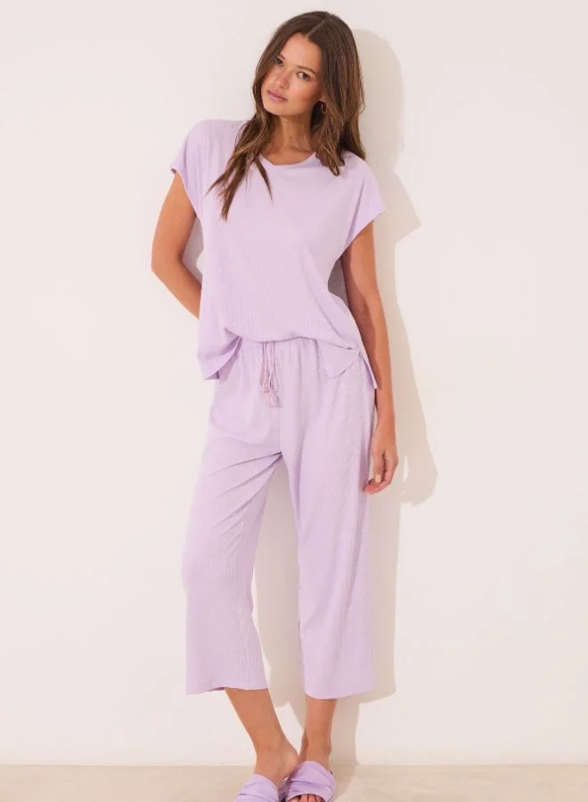 women'secret Viscose Ribbed Capri Pyjamas