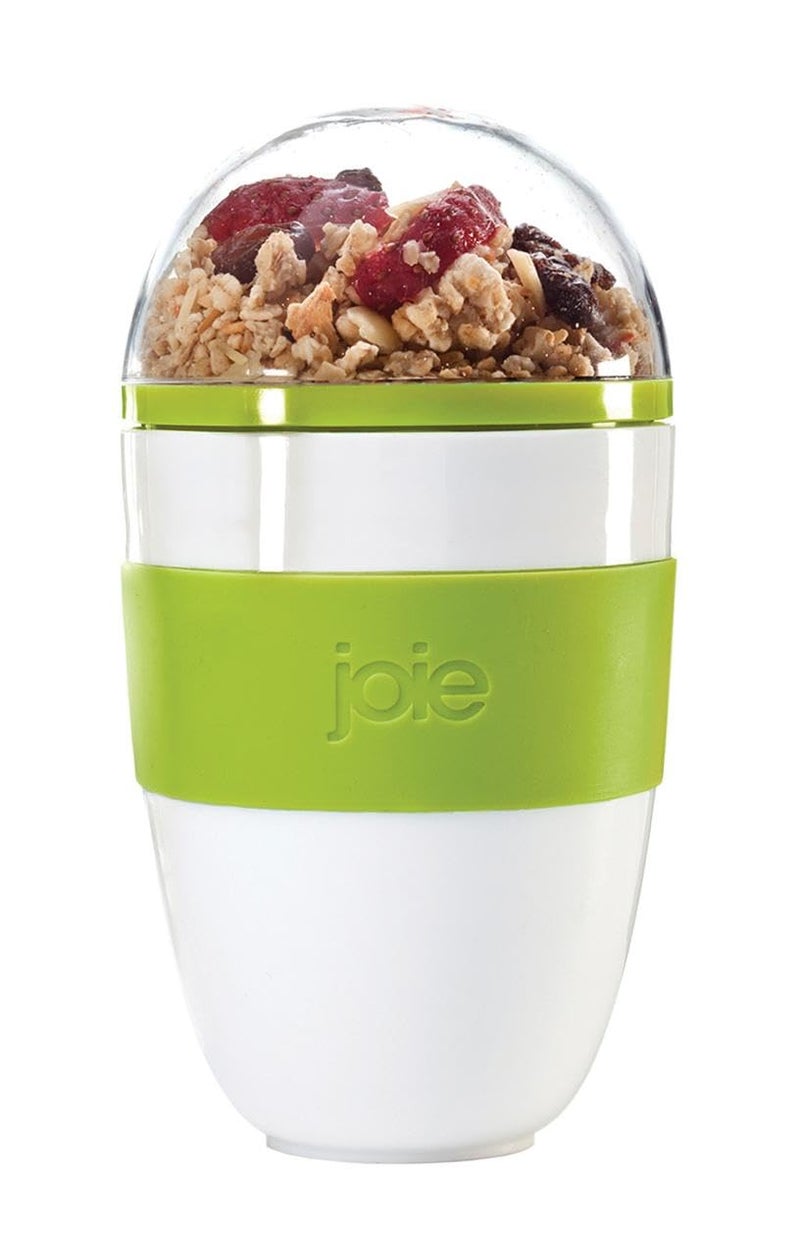 MSC International كوب الزبادي المحمول من جوى مع ملعقة قابلة للتثبيت حاوية قابلة لإعادة الاستخدام مع قسم منفصل للجرانولا متين ومقاوم للتسرب خالي من BPA رائع للغداء أو الحقائب قد تختلف الألوان